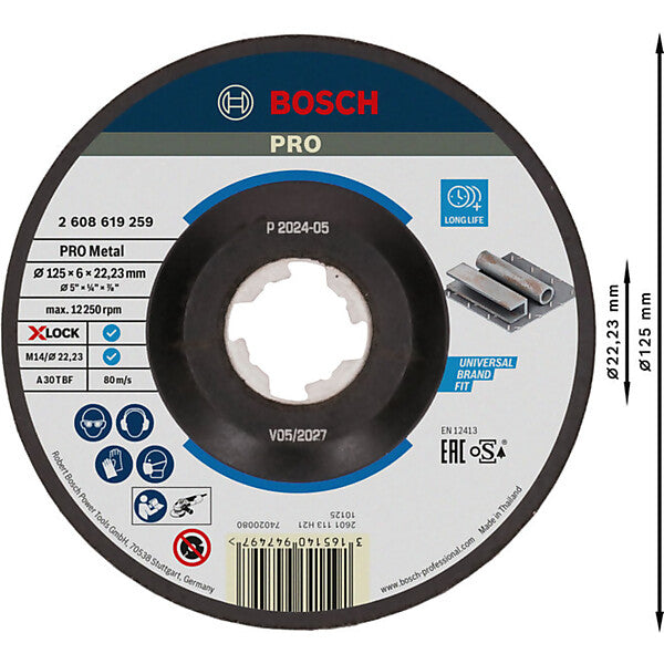 Bosch Elektrowerkzeuge PRO Metal X-Lock Schleifscheibe 125 x 2608619259